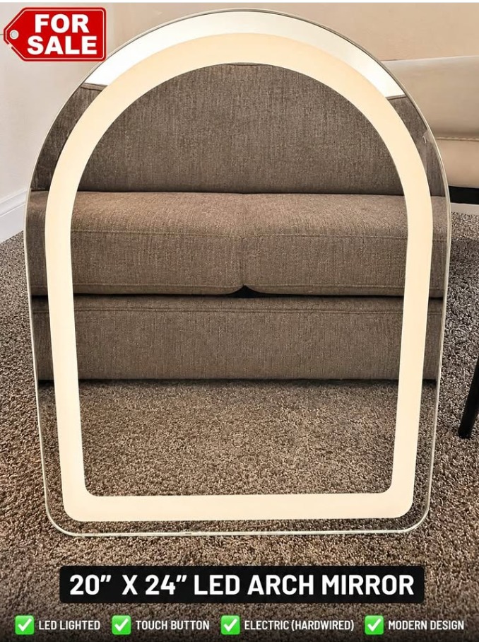 LED Arched Bathroom Mirror – Hardwired Electric
